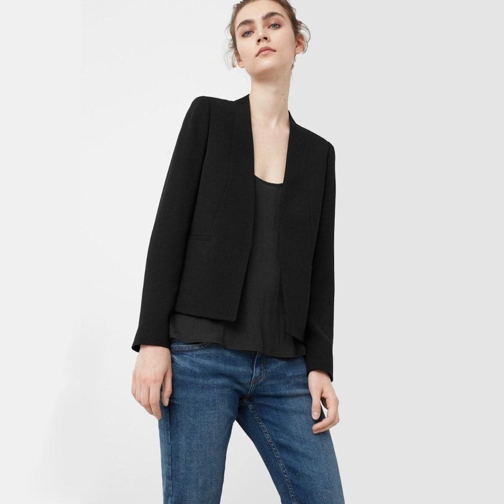 (SOLD) MANGO Collarless Crepe Blazer